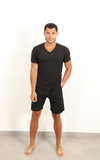 Black Short Sleeve Bamboo Pyjamas