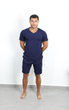 Navy Short Sleeve Bamboo Pyjamas